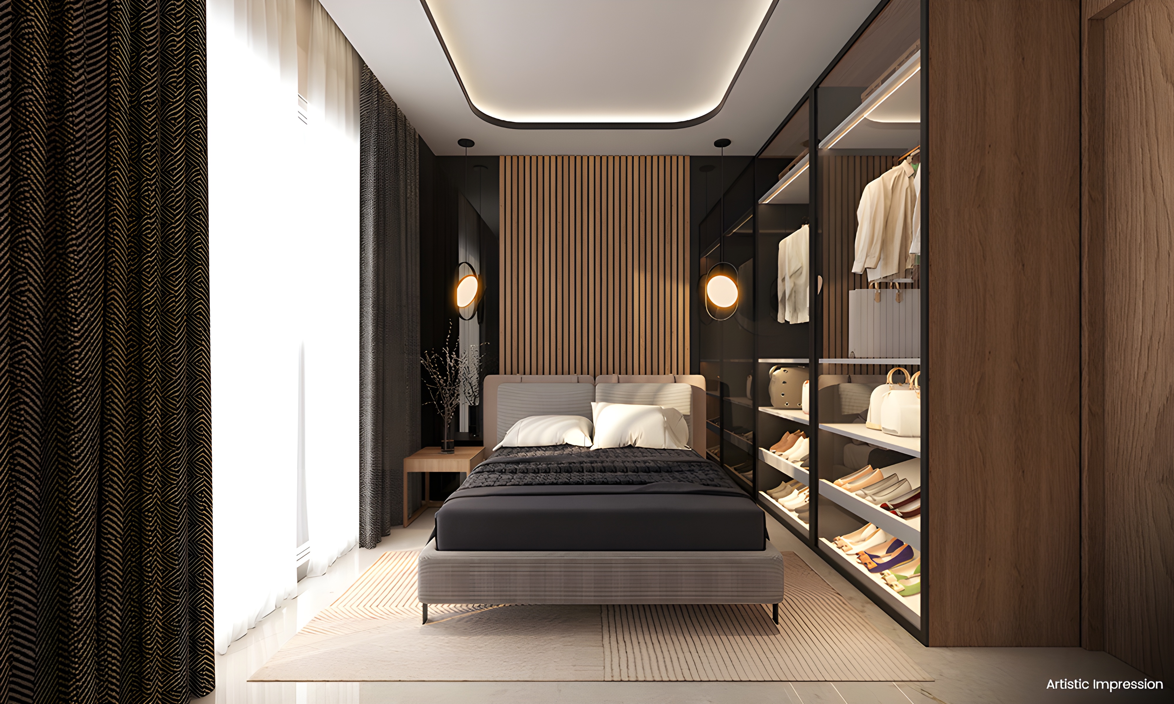 bedroom brown img: Luxury bedroom at The Address by GS
